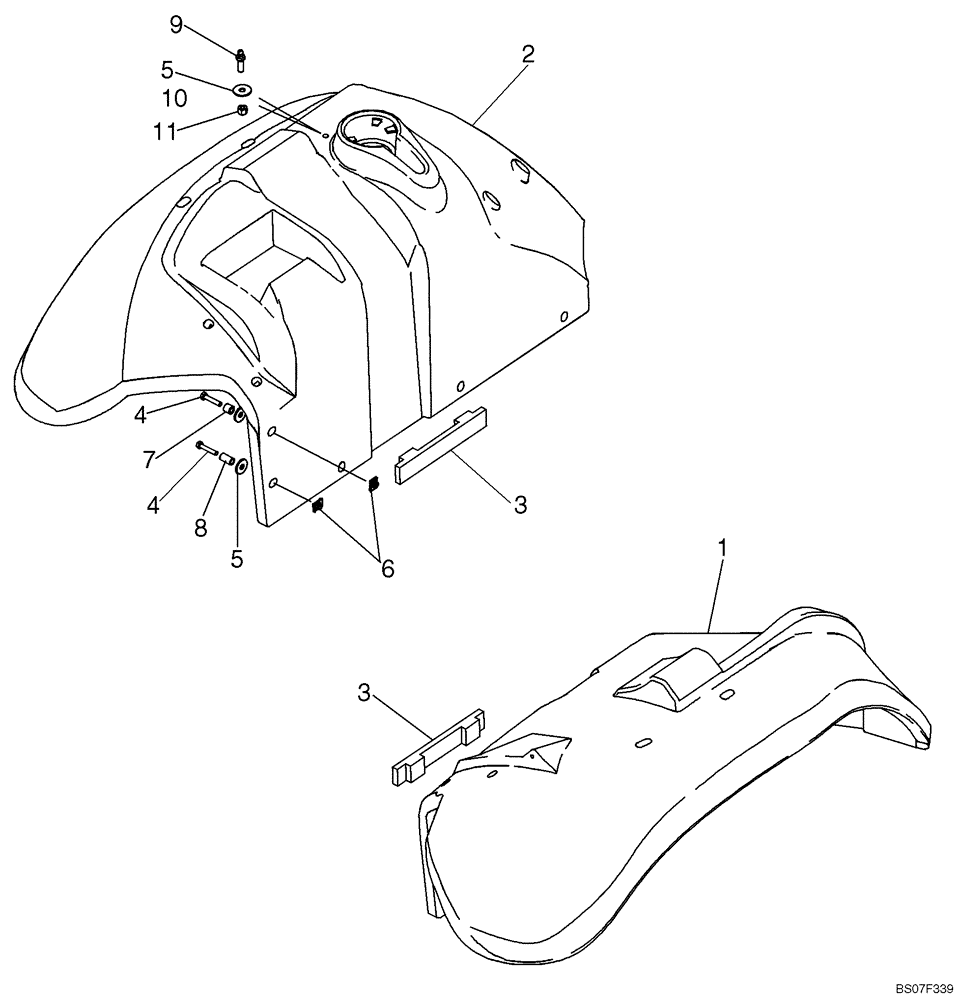 Схема запчастей Case 570MXT - (09-29) - FENDER, REAR (CAB MODELS) (09) - CHASSIS/ATTACHMENTS