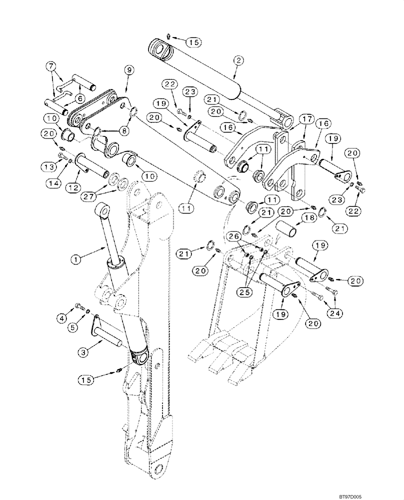 Схема запчастей Case 1845C - (09-83) - BACKHOE - DIPPER, D125 (NORTH AMERICA), - JAF0300002 (09) - CHASSIS/ATTACHMENTS