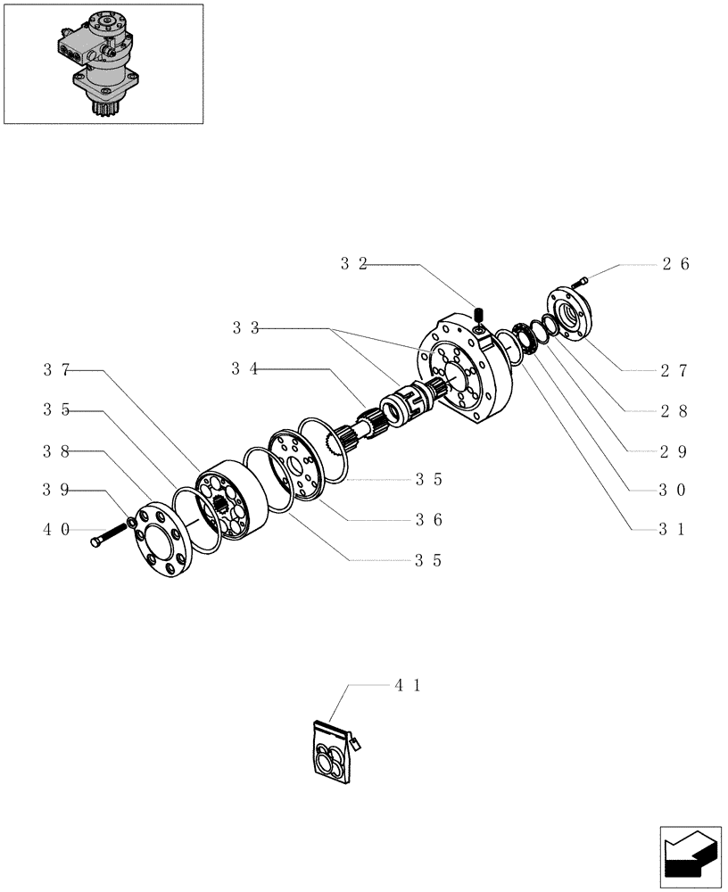 Схема запчастей Case CX16B - (1.040[04]) - SWING HYDRAULIC MOTOR (35) - HYDRAULIC SYSTEMS