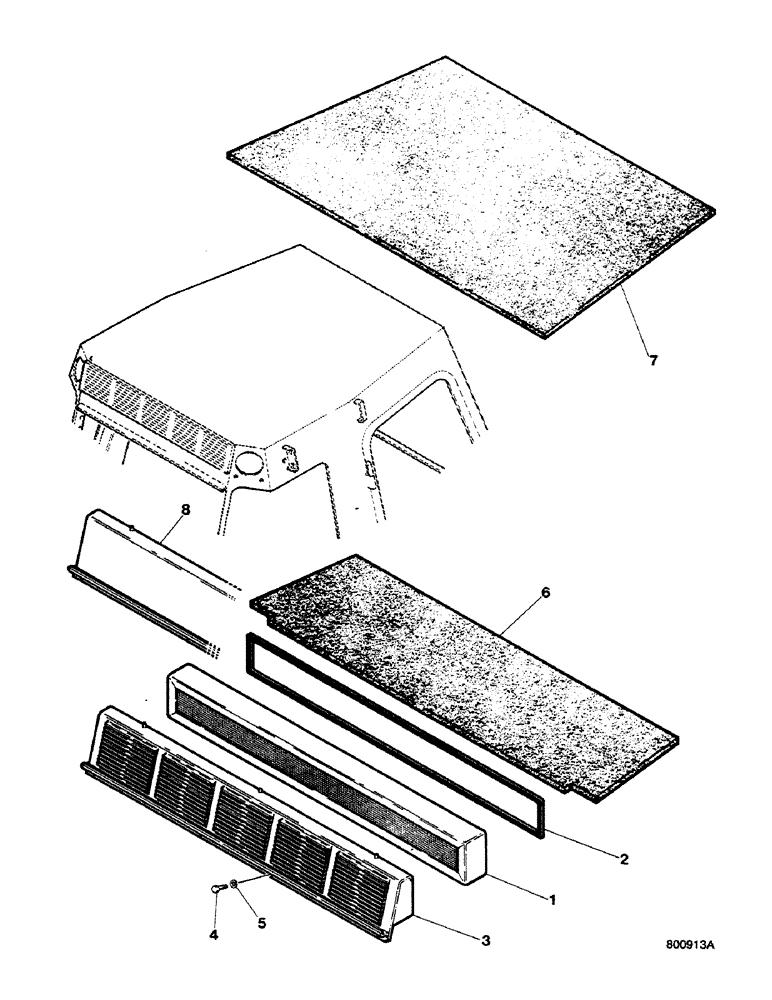 Схема запчастей Case 580G - (482) - CAB - AIR FILTER AND ROOF INSULATION UP TO NO. 3.808.596 (09) - CHASSIS/ATTACHMENTS