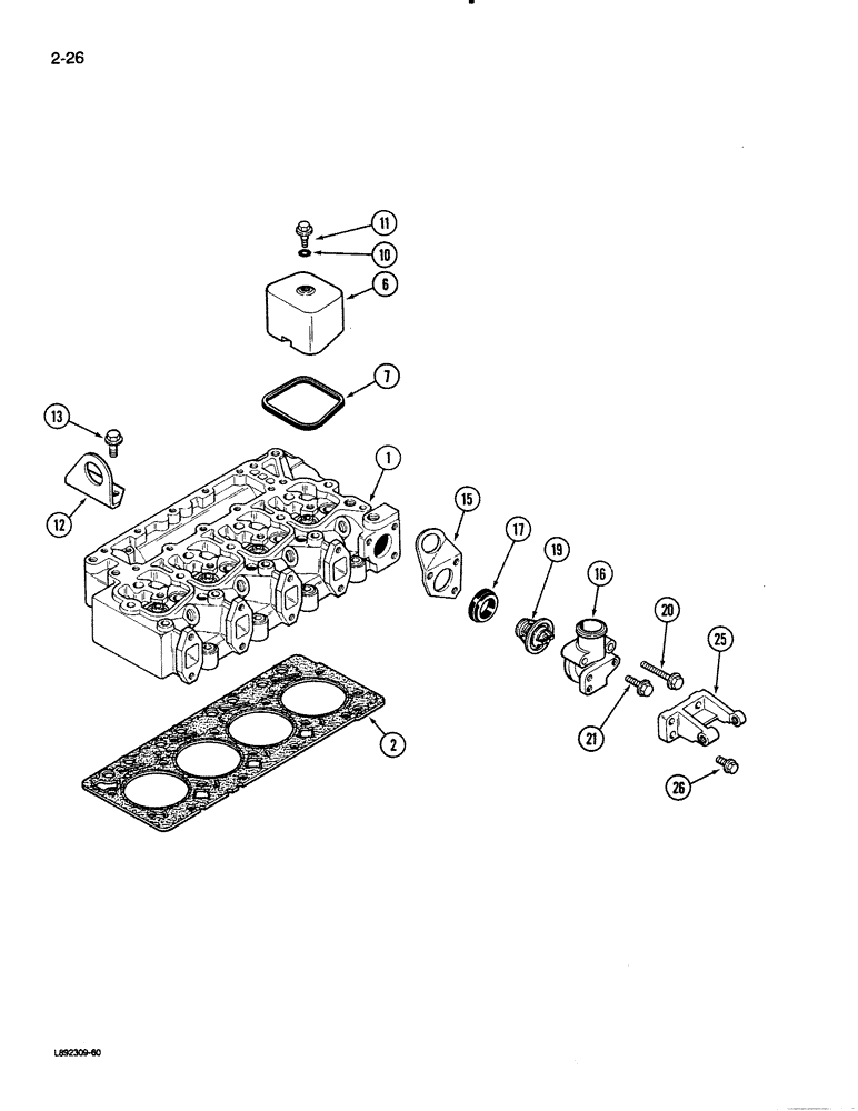 Схема запчастей Case 480E - (2-26) - CYLINDER HEAD AND COVERS, 4-390 ENGINE (02) - ENGINE