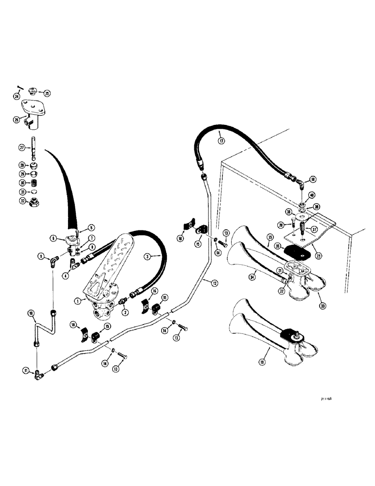 Схема запчастей Case 780 - (262) - AIR HORN, L12647 HORN CONTROL VALVE, L50225 AIR HORN VALVE (07) - BRAKES