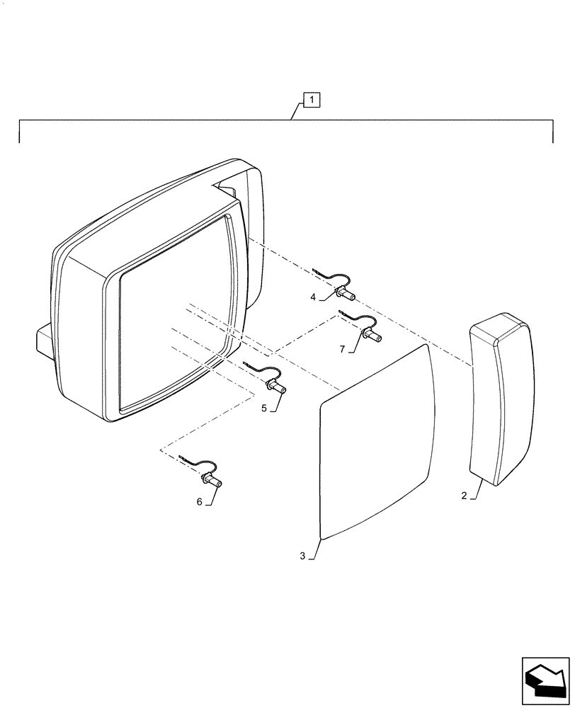 Схема запчастей Case 821F - (55.404.AQ[02]) - FRONT LIGHT ASSEMBLY (55) - ELECTRICAL SYSTEMS