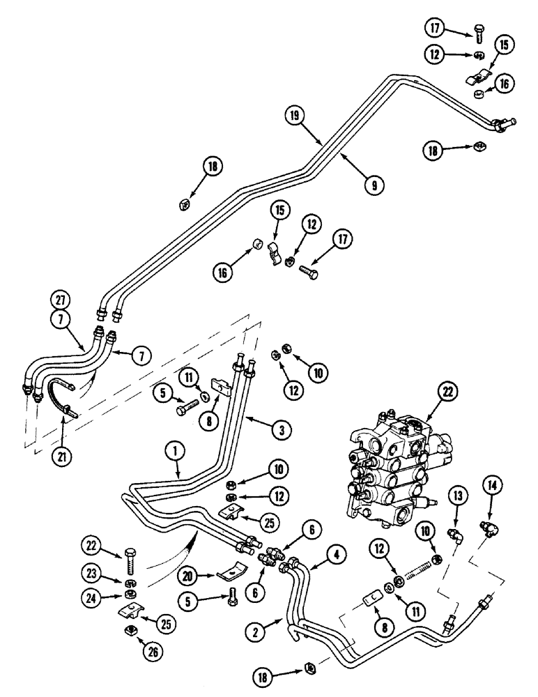 Схема запчастей Case 580SK - (8-064) - LOADER 4 IN 1 CLAM CYLINDER HYDRAULIC CIRCUIT (08) - HYDRAULICS