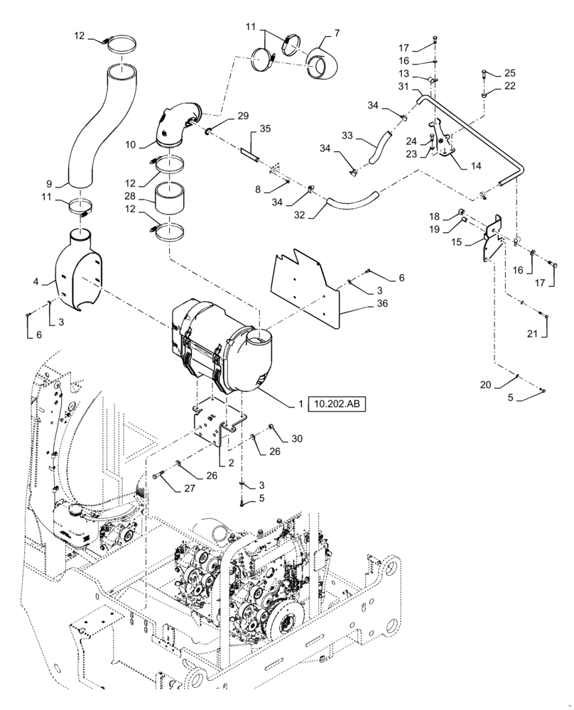 Схема запчастей Case 921F - (10.202.AK) - AIR CLEANER INSTALLATION (10) - ENGINE