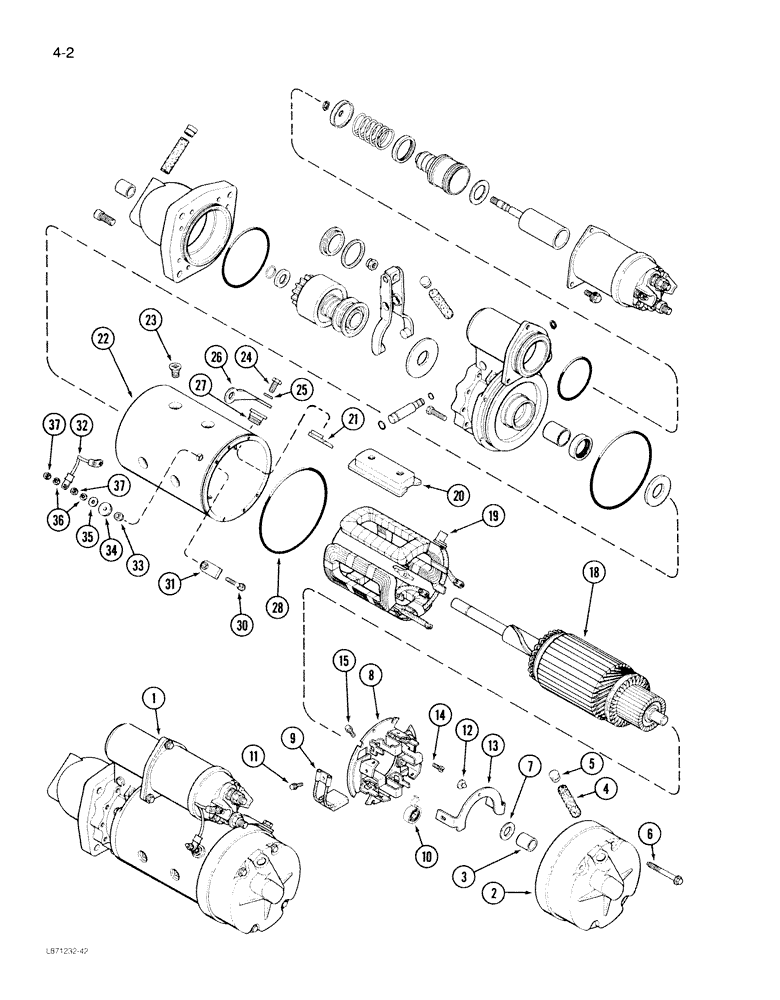 Схема запчастей Case 1085B - (4-002) - A169694 STARTER (04) - ELECTRICAL SYSTEMS