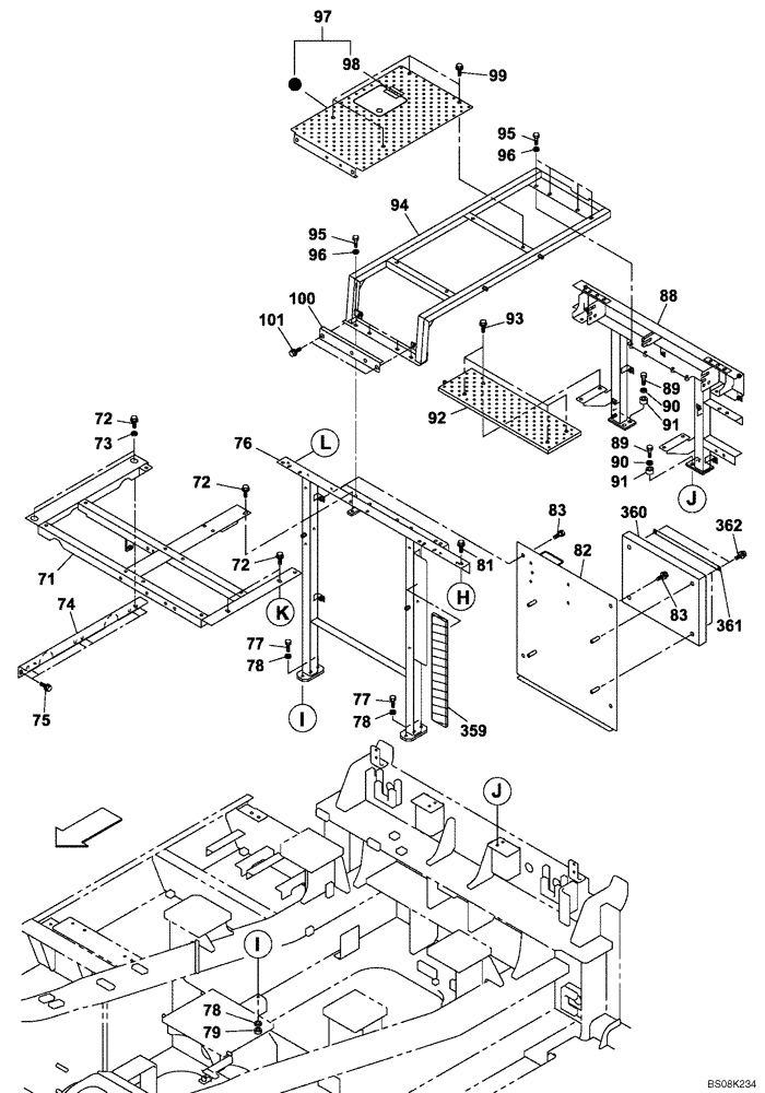 Схема запчастей Case CX800B - (09-71) - COWLING - FRAMEWORK (09) - CHASSIS