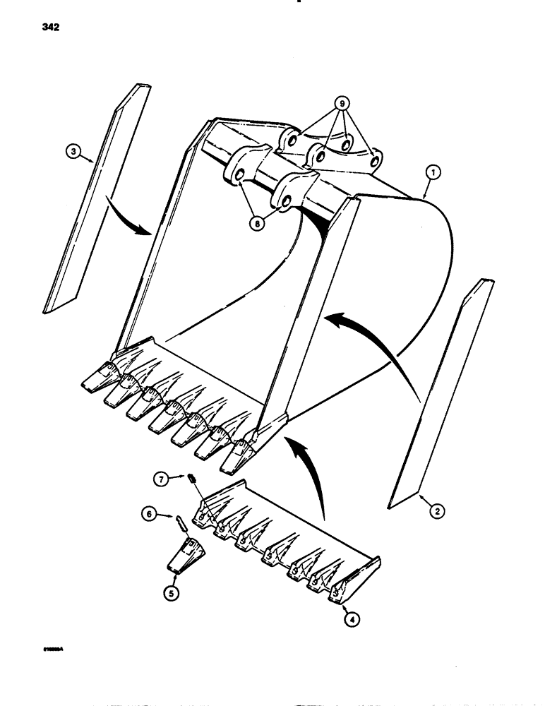 Схема запчастей Case 780B - (342) - 36" BACKHOE TRENCHING BUCKET (09) - CHASSIS/ATTACHMENTS