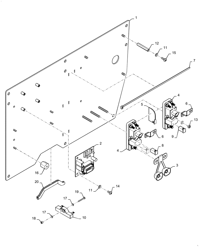 Схема запчастей Case 821F - (55.404.BS[02]) - RIGHT CONSOLE FUSE AND RELAY INSTALLATION (55) - ELECTRICAL SYSTEMS