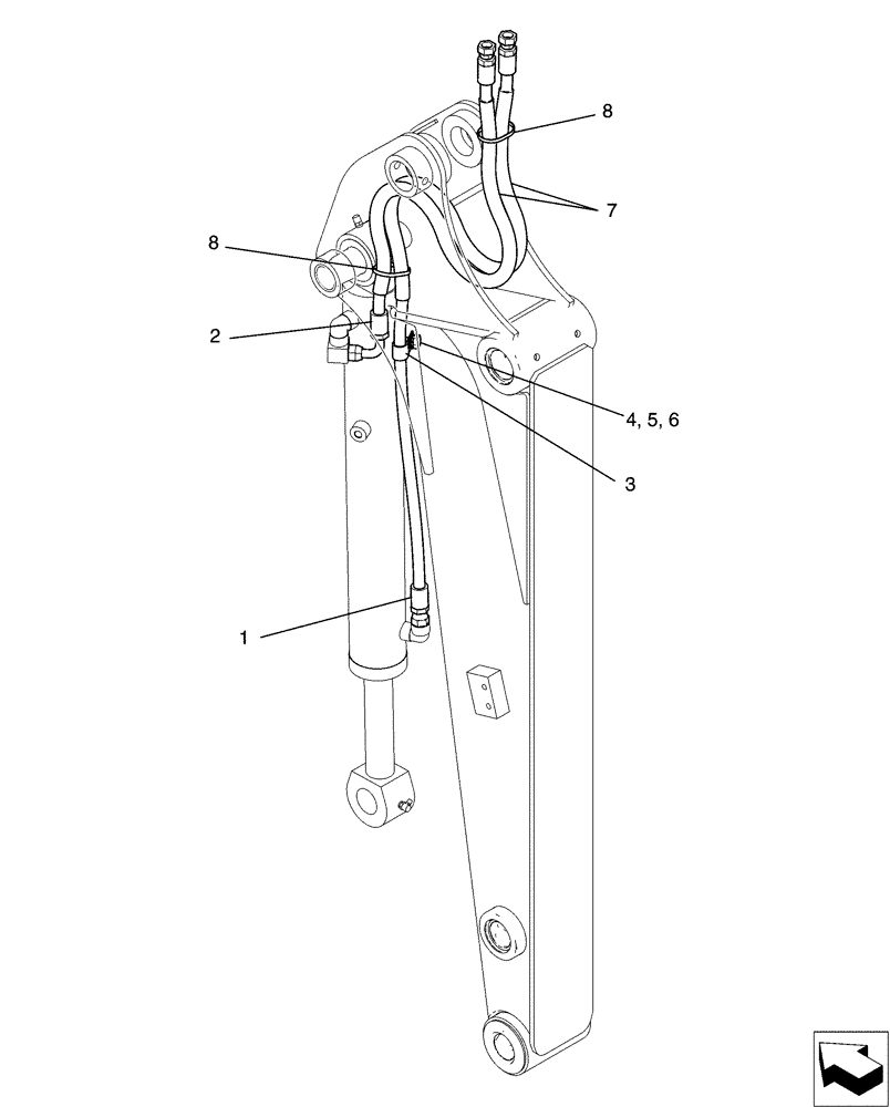 Схема запчастей Case CX31B - (03-025[00]) - HYD LINES, ARM, 1.18M (35) - HYDRAULIC SYSTEMS