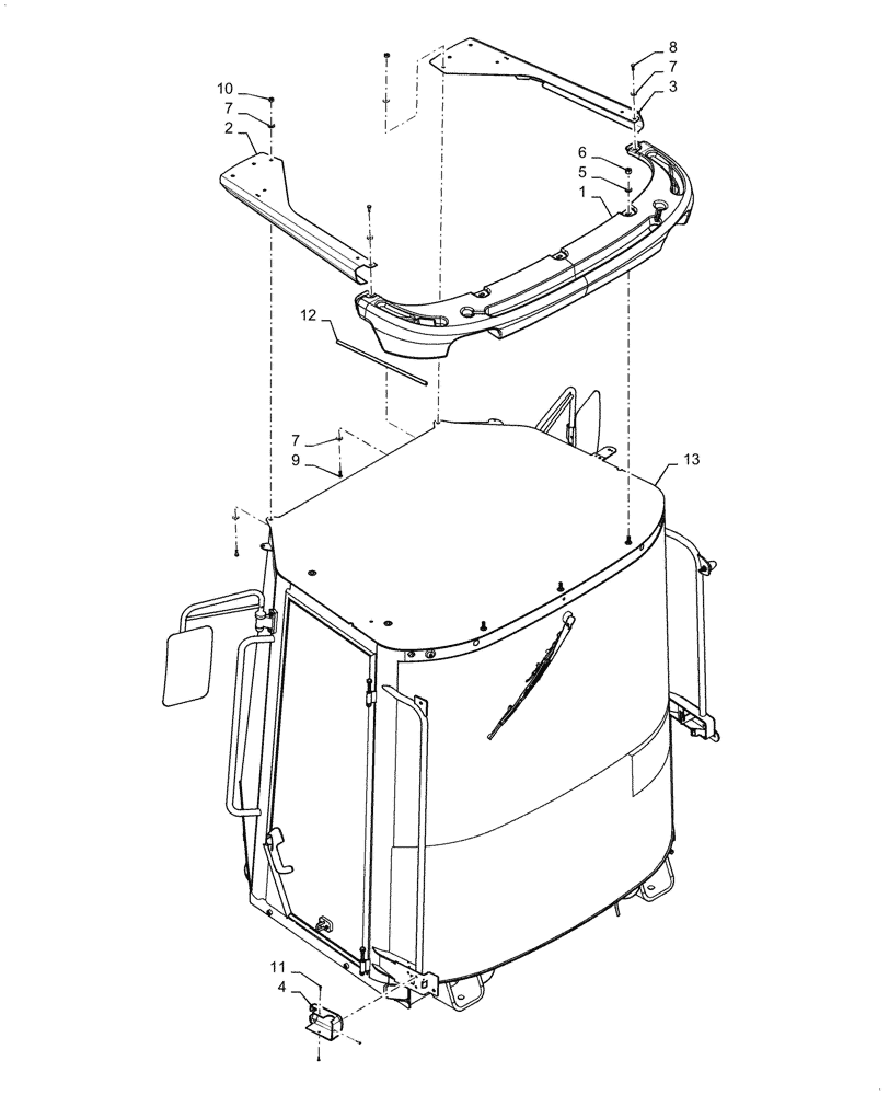 Схема запчастей Case 821F - (90.160.CF[01]) - EXTERNAL COVERS (90) - PLATFORM, CAB, BODYWORK AND DECALS