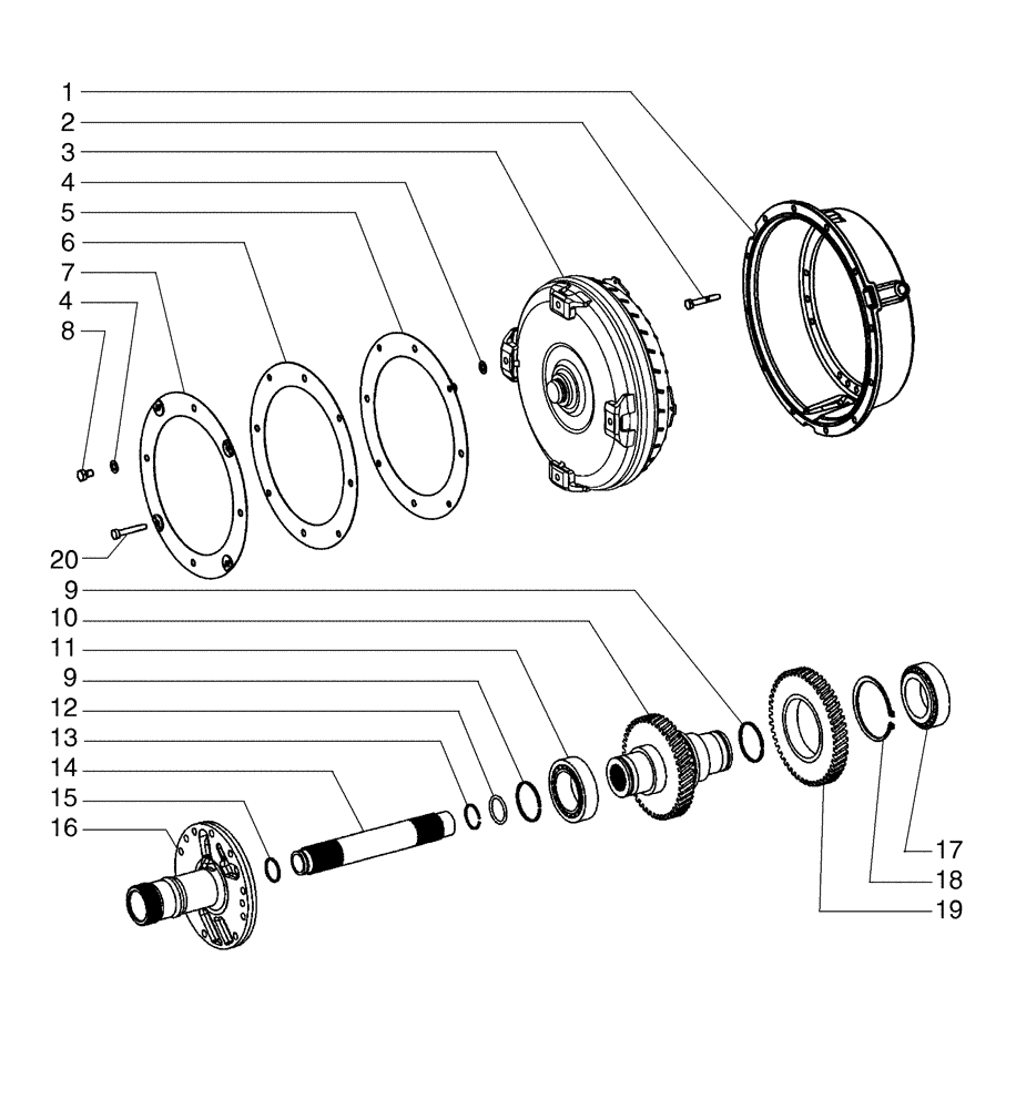 Схема запчастей Case 845B - (06-01[02]) - TRANSMISSION, TORQUE CONVERTER (06) - POWER TRAIN