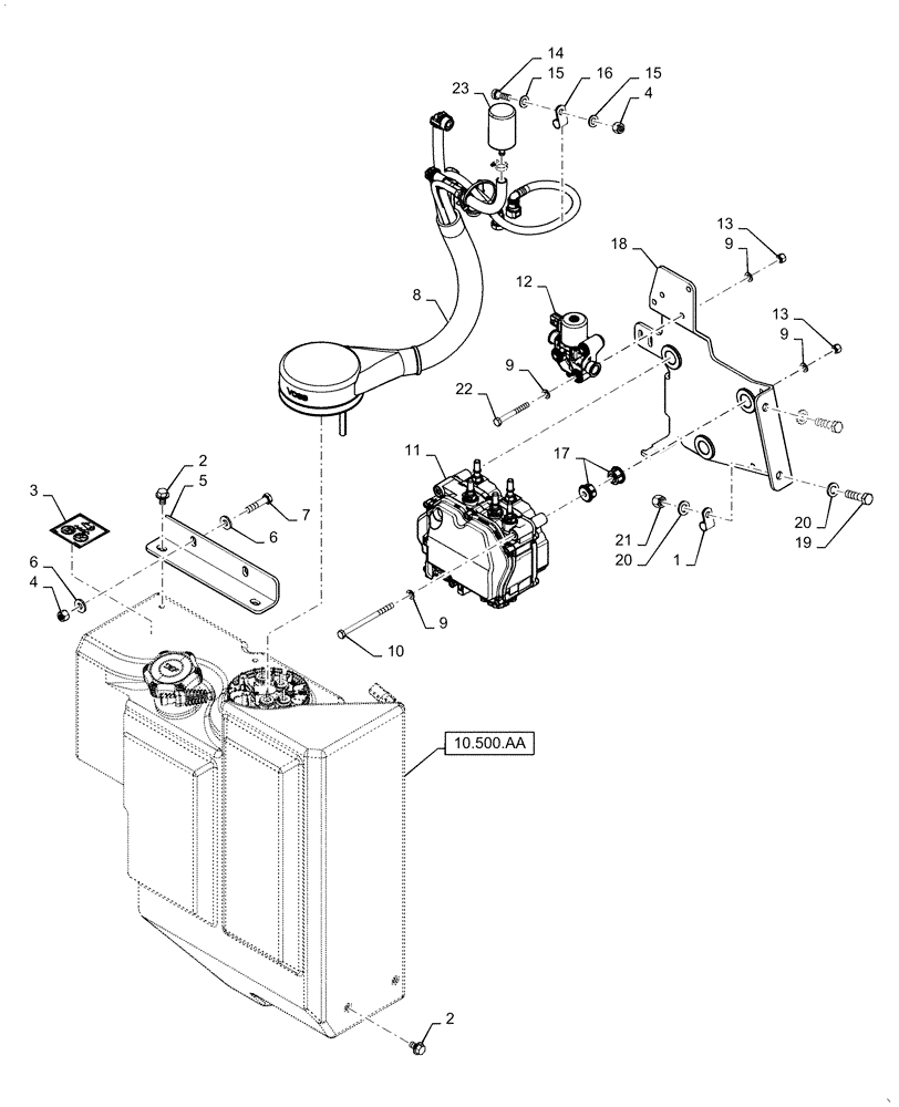 Схема запчастей Case 921F - (10.500.AG) - DEF TANK AND LINES INSTALLATION (10) - ENGINE