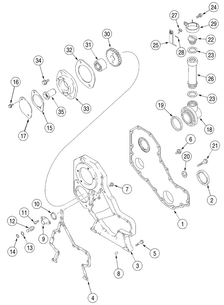 Схема запчастей Case 960 - (02-08) - GEAR COVER, FRONT (02) - ENGINE