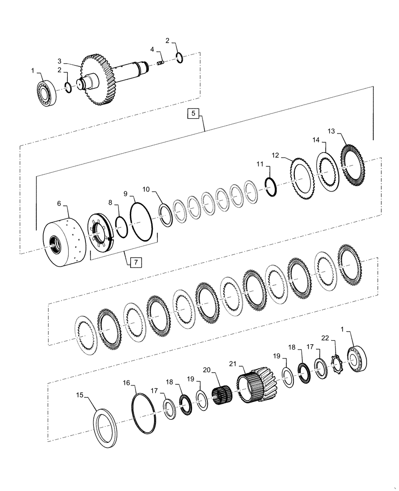 Схема запчастей Case 821G - (21.155.020[01]) - VAR - 424225 - 2ND GEAR CLUTCH ASSEMBLY, 5 SPEED (21) - TRANSMISSION