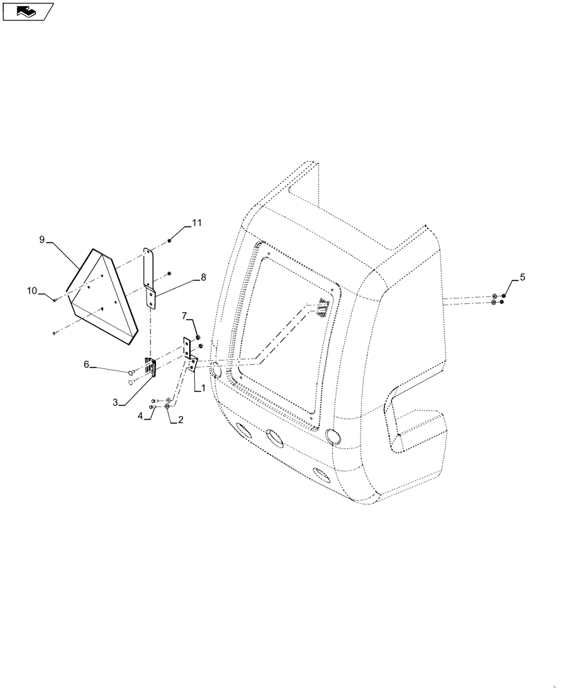 Схема запчастей Case 586H - (88.100.AN[01]) - SLOW MOVING VEHICLE SIGN AND BRACKET (88) - ACCESSORIES