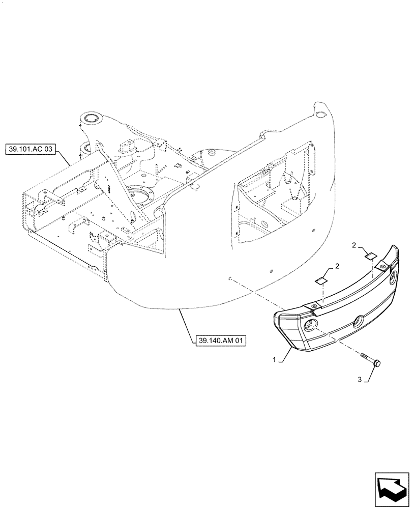 Схема запчастей Case CX55B - (39.140.AM[04]) - COUNTERWEIGHT (ADD ON WEIGHT) (39) - FRAMES AND BALLASTING