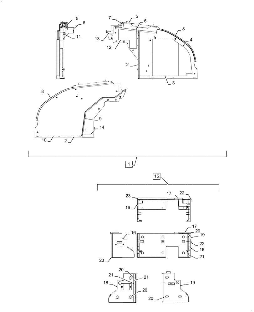 Схема запчастей Case CX55B - (90.150.BJ[04]) - GUARD INSTALL (CAB) (90) - PLATFORM, CAB, BODYWORK AND DECALS