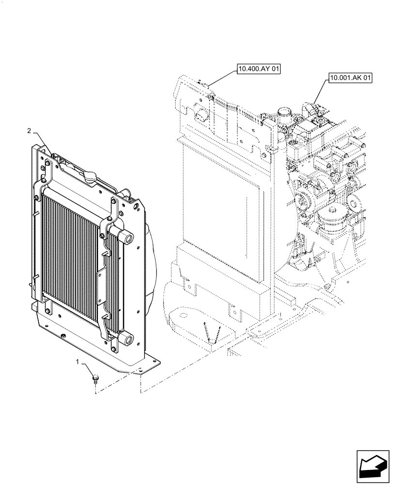 Схема запчастей Case CX55B - (10.400.BE[01]) - RADIATOR MOUNTING (10) - ENGINE