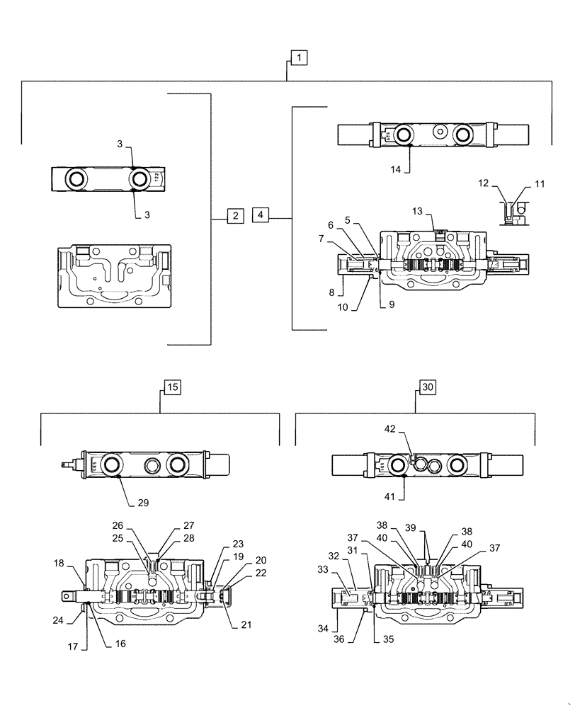 Схема запчастей Case CX55B - (35.310.AA[05]) - CONTROL VALVE SECTION, SUPPLY, TRAVEL RIGHT, SERVICE AND BOOM SWING (35) - HYDRAULIC SYSTEMS