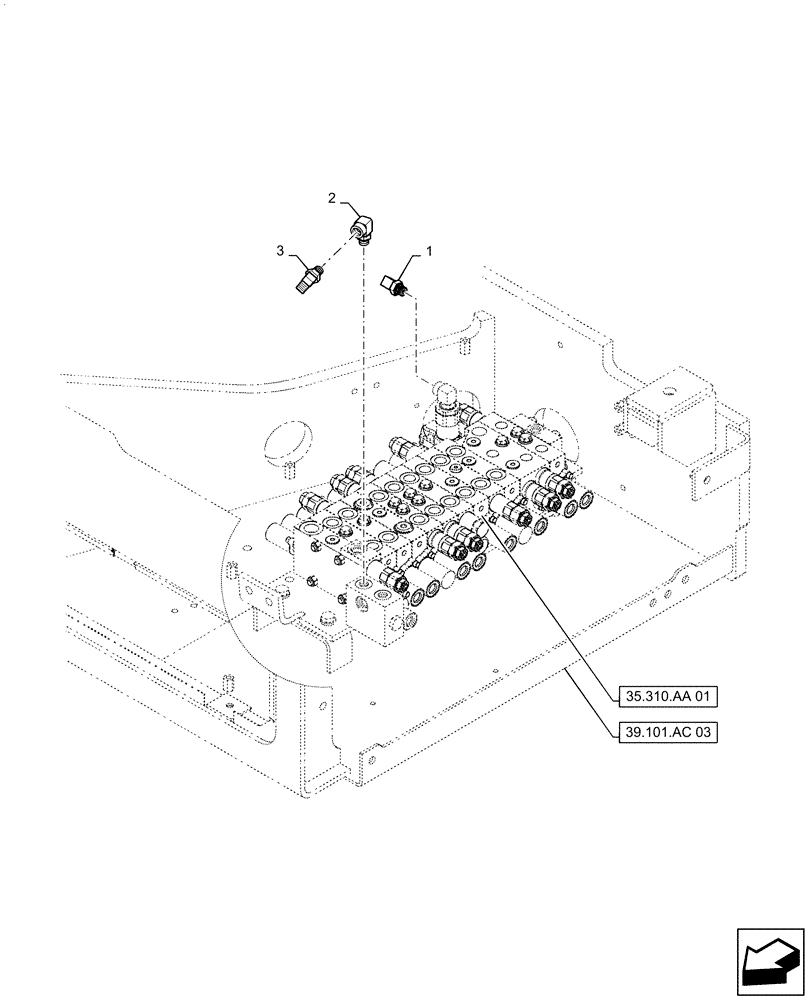 Схема запчастей Case CX55B - (35.100.AB[03]) - CONTROL, LINES, MAIN, NIBBLER & BREAKER (HCP) OR ROTARY (35) - HYDRAULIC SYSTEMS