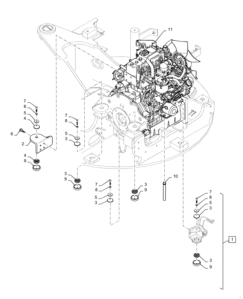 Схема запчастей Case CX36B - (01-012[02]) - ENGINE INSTALL (COOLER) - SN PX15-22567 (10) - ENGINE