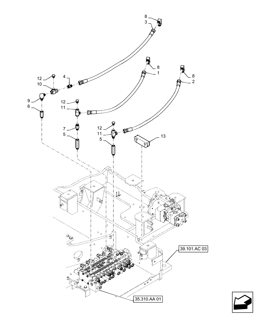 Схема запчастей Case CX55B - (35.322.AJ[01]) - HYD. LINE, PUMP (35) - HYDRAULIC SYSTEMS