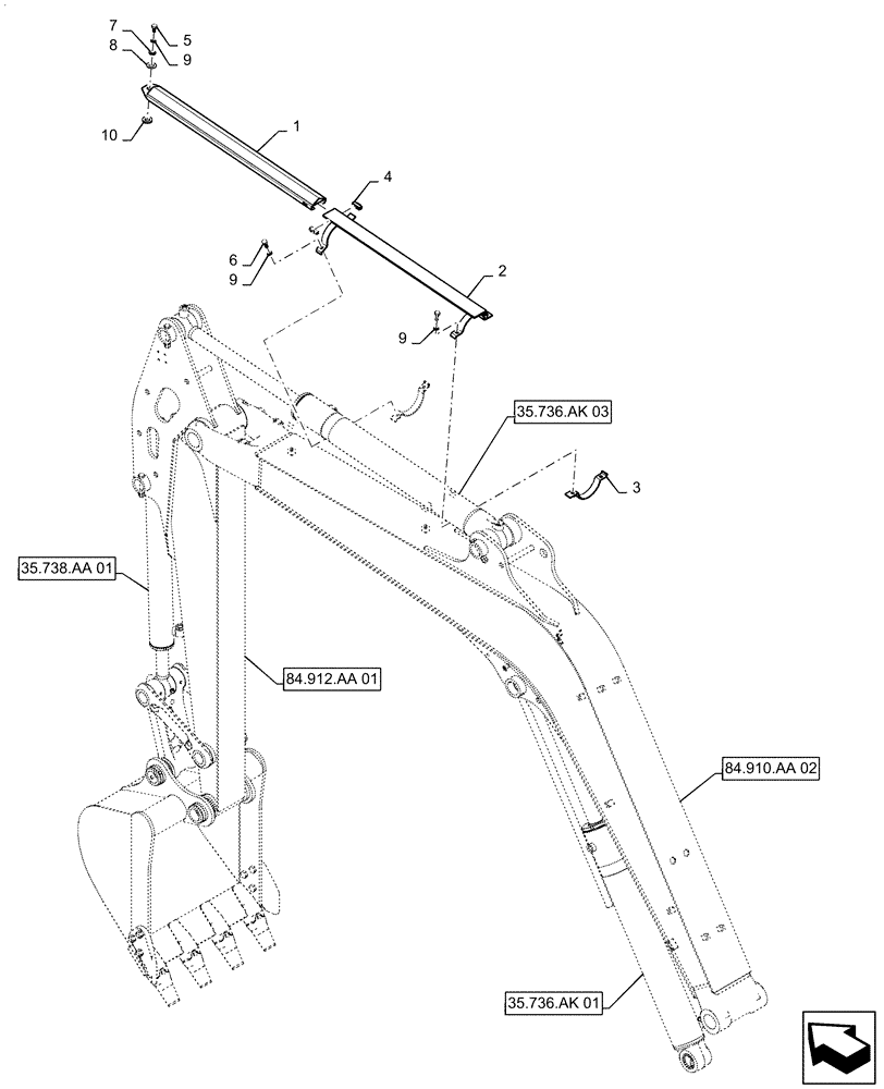 Схема запчастей Case CX55B - (35.737.AA[01]) - COVER ASSY, ARM CYLINDER (35) - HYDRAULIC SYSTEMS