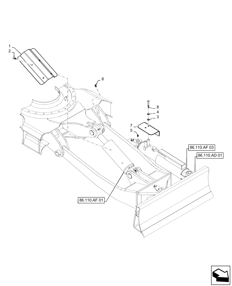 Схема запчастей Case CX55B - (86.110.AD[04]) - DOZER BLADE, GROUP (ANGLE DOZER) (86) - DOZER