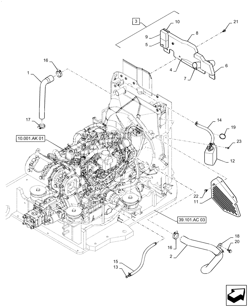 Схема запчастей Case CX55B - (10.400.AY[01]) - RADIATOR & HOSE (10) - ENGINE