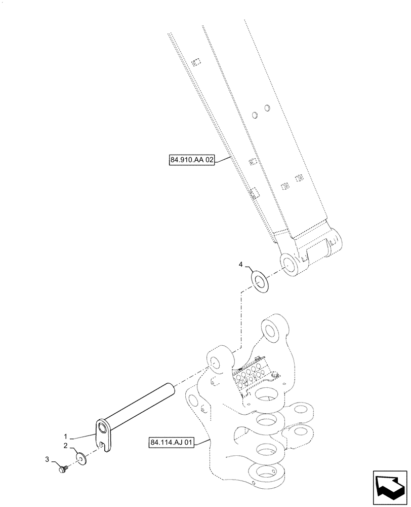 Схема запчастей Case CX55B - (84.910.AA[04]) - BOOM, MOUNTING (84) - BOOMS, DIPPERS & BUCKETS