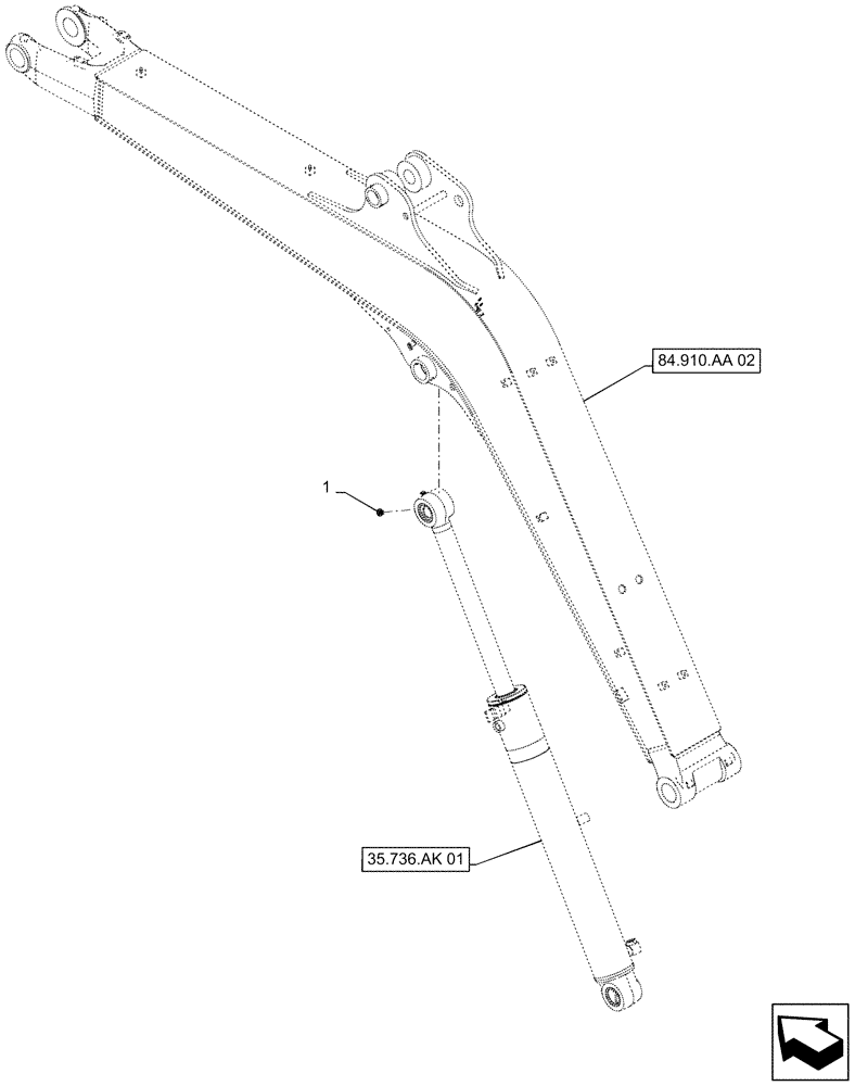 Схема запчастей Case CX55B - (84.910.AA[05]) - CAP ASSY BOOM CYLINDER (84) - BOOMS, DIPPERS & BUCKETS