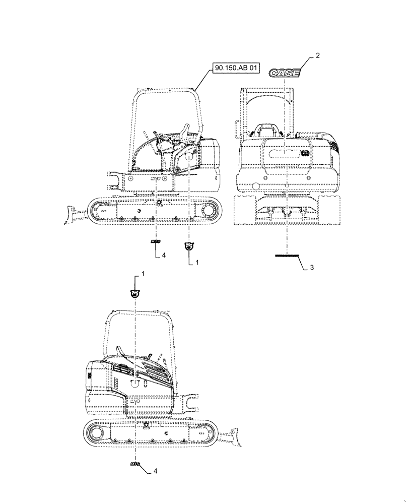 Схема запчастей Case CX55B - (90.108.AB[03]) - NAME PLATE INSTALL - DECALS (90) - PLATFORM, CAB, BODYWORK AND DECALS