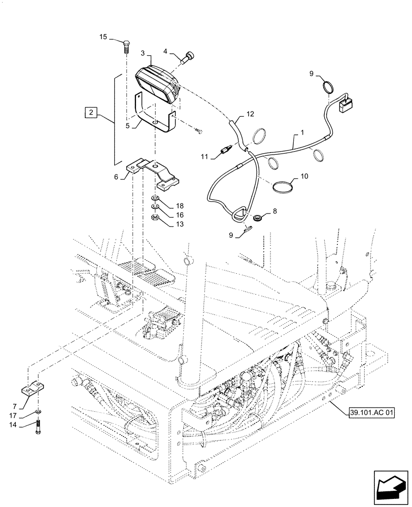 Схема запчастей Case CX55B - (55.404.AC[01]) - LIGHT ASSY CANOPY (55) - ELECTRICAL SYSTEMS