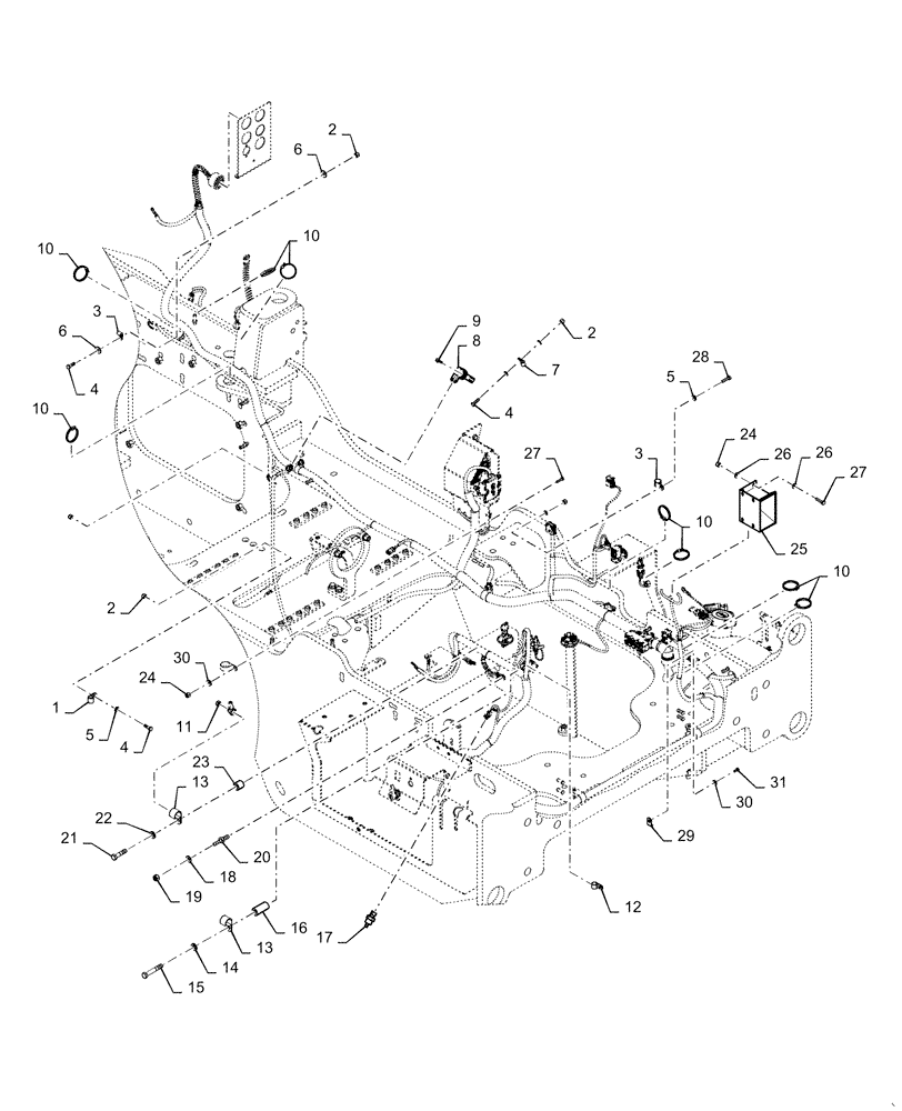 Схема запчастей Case 921F - (55.015.AB[01]) - ENGINE AND REAR CHASSIS HARNESS INSTALLATION (55) - ELECTRICAL SYSTEMS