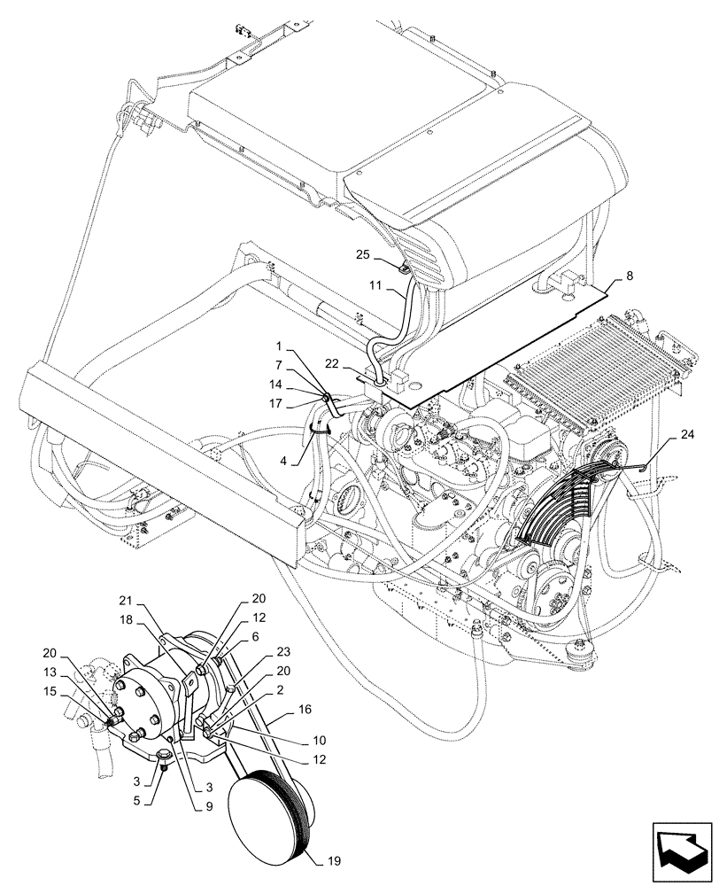 Схема запчастей Case 440CT - (09-59[B]) - HEATER, AIR CONDITIONER (09) - CHASSIS