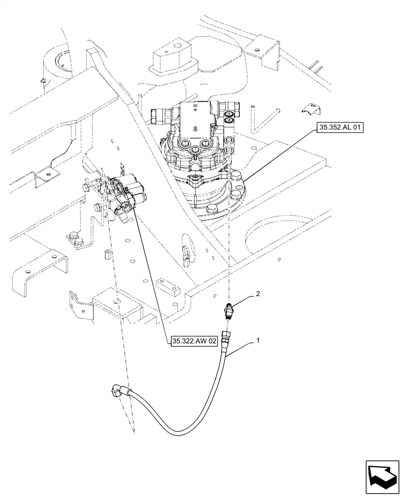 Схема запчастей Case CX55B - (35.322.AW[05]) - CONTROL, LINES, VALVE (35) - HYDRAULIC SYSTEMS