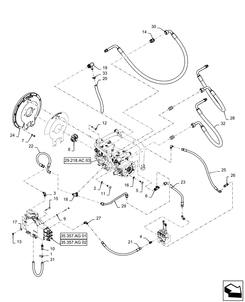 Схема запчастей Case TR270 - (29.204.AB[03]) - HYDROSTATIC PUMP, DRIVE LINES, E-H CONTROLS (19-NOV-2015 & PRIOR) (29) - HYDROSTATIC DRIVE