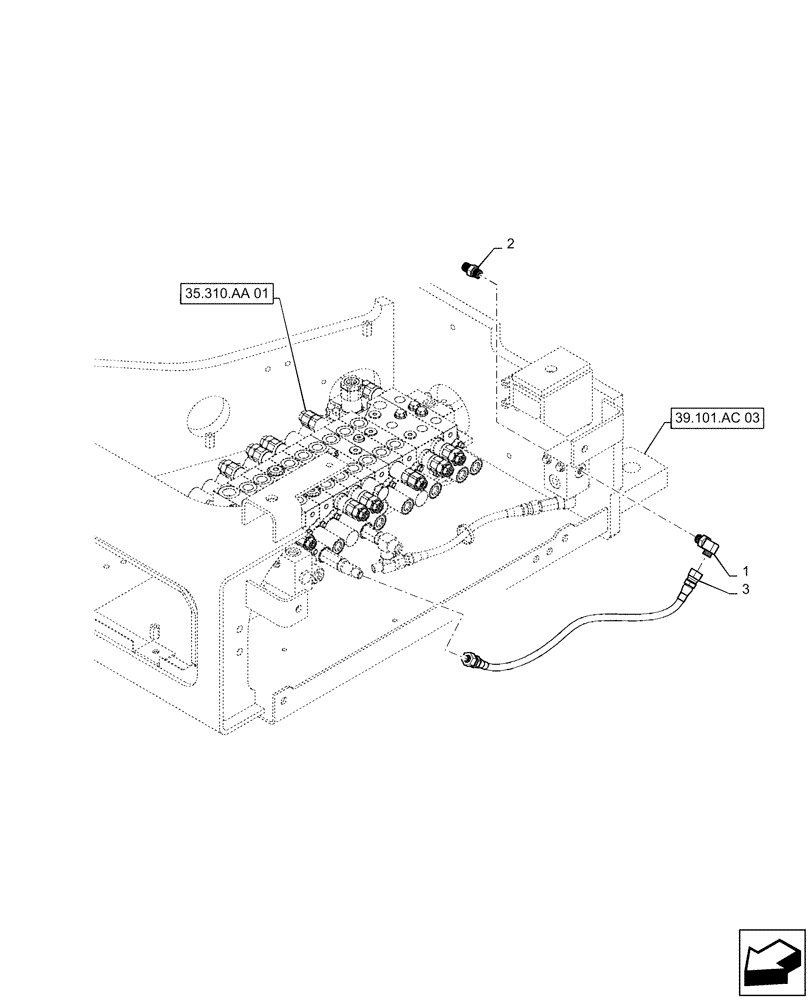 Схема запчастей Case CX55B - (35.322.AW[04]) - CONTROL, LINES, VALVE (35) - HYDRAULIC SYSTEMS