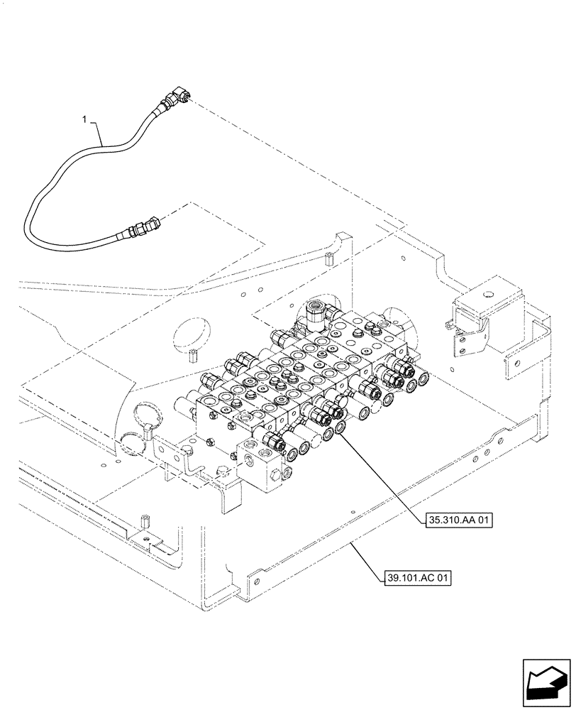 Схема запчастей Case CX55B - (35.100.AB[02]) - CONTROL, LINE, MAIN, NIBBLER & BREAKER, CAB (HCP) (35) - HYDRAULIC SYSTEMS