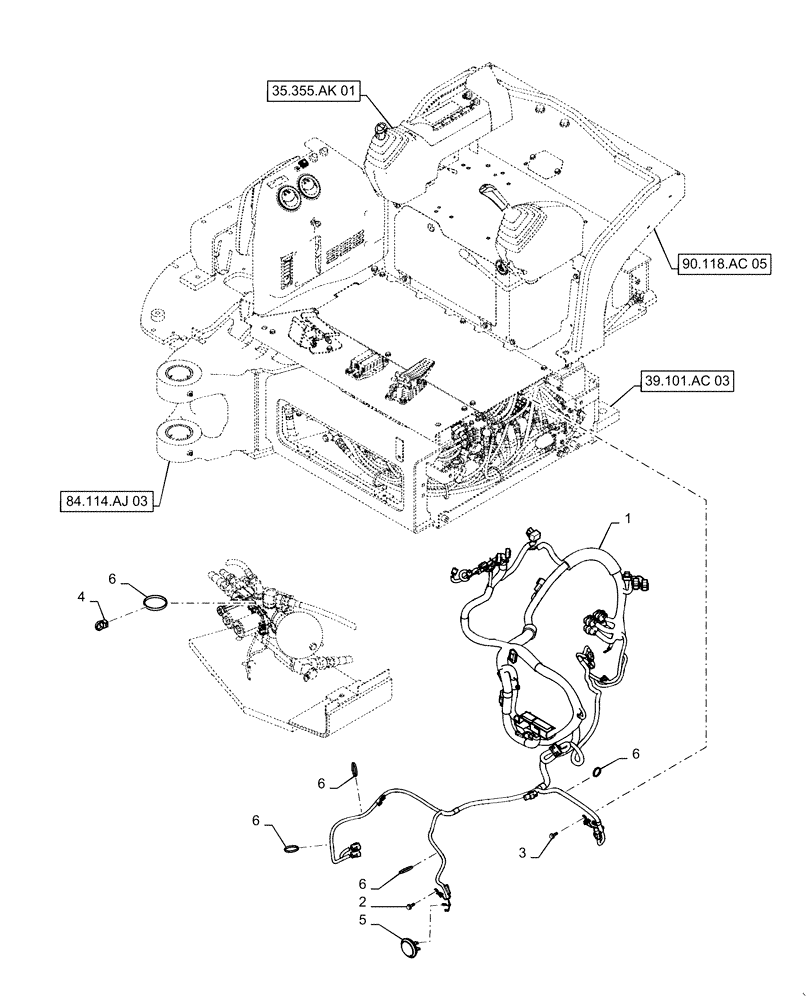 Схема запчастей Case CX55B - (55.510.AF[02]) - CAB MAIN WIRE HARNESS, HAND CONTROL PROPORTIONAL, FLOOR, WITHOUT EXTRA NIBBLER AND BREAKER (55) - ELECTRICAL SYSTEMS