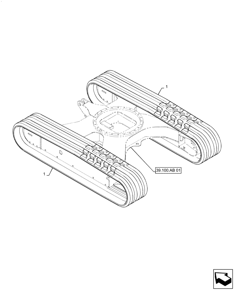 Схема запчастей Case CX55B - (48.100.AE[01]) - TRACK ASSY, RUBBER (48) - TRACKS & TRACK SUSPENSION