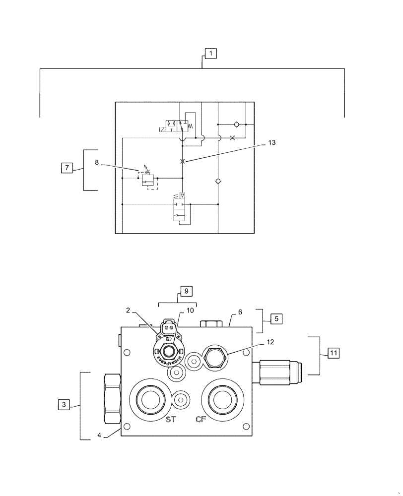 Схема запчастей Case 821F - (41.200.BN) - AUXILIARY STEERING MANIFOLD VALVE (41) - STEERING