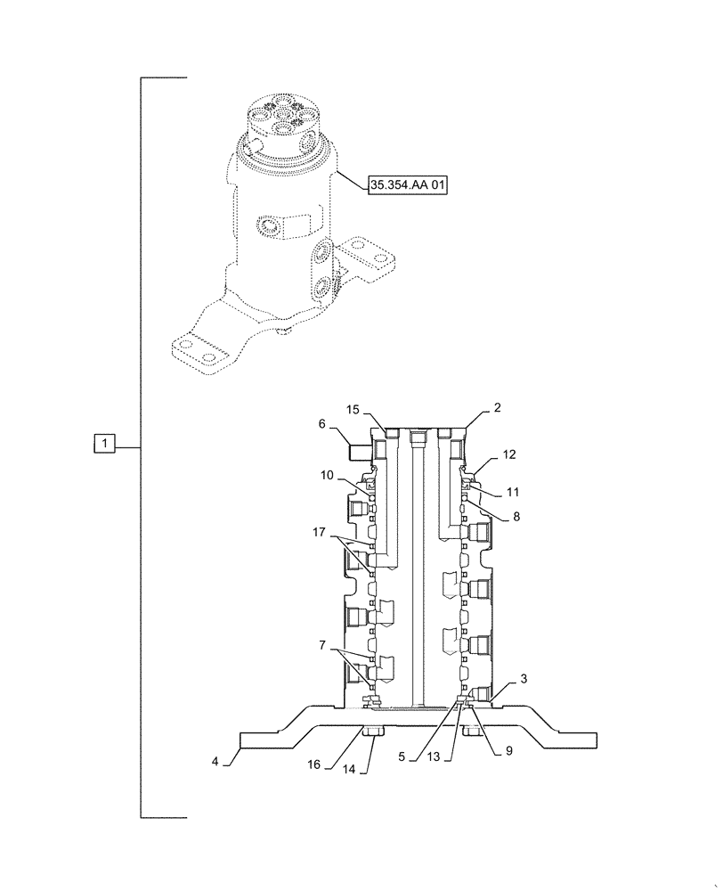 Схема запчастей Case CX55B - (35.354.AA[02]) - JOINT, SWIVEL CONNECTION, ASSY (35) - HYDRAULIC SYSTEMS