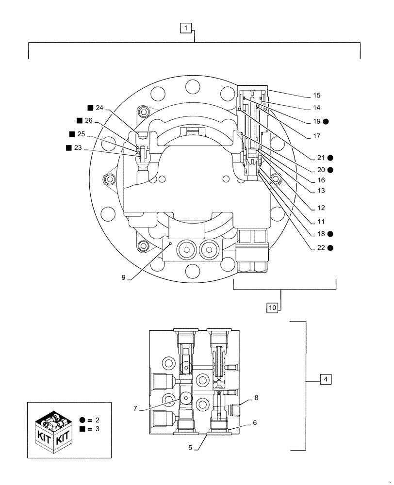 Схема запчастей Case CX55B - (35.352.AL[04]) - SWING REDUCTION UNIT, ASSY (35) - HYDRAULIC SYSTEMS