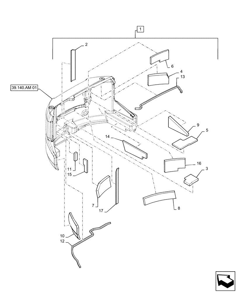 Схема запчастей Case CX55B - (39.140.AM[02]) - COUNTERWEIGHT ASSY (39) - FRAMES AND BALLASTING