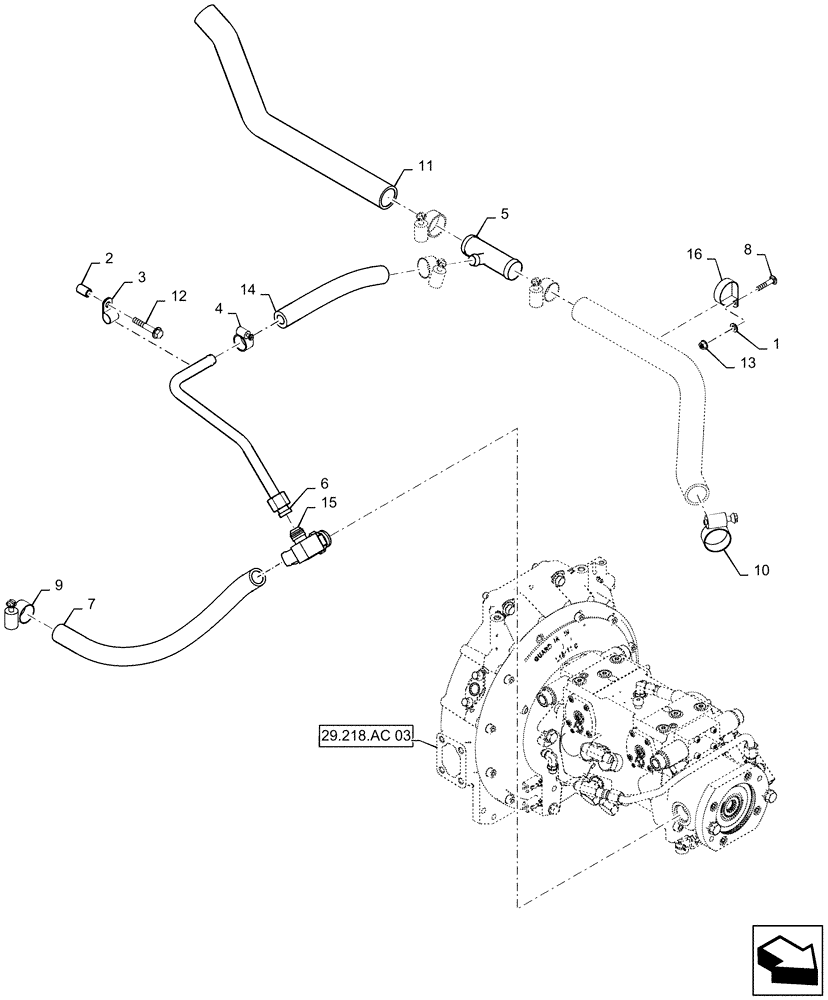 Схема запчастей Case TR270 - (29.204.AB[04]) - HYDROSTATIC PUMP, SUPPLY LINES, E-H CONTROLS (19-NOV-2015 & PRIOR) (29) - HYDROSTATIC DRIVE