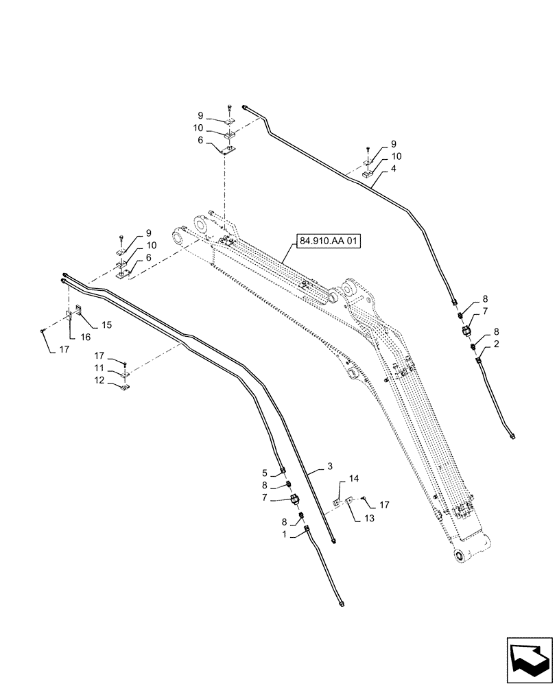 Схема запчастей Case CX55B - (35.736.AC[05]) - HYD. LINE, BOOM, NIBBLER & BREAKER OR ROTARY (35) - HYDRAULIC SYSTEMS