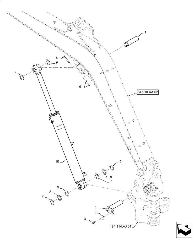 Схема запчастей Case CX55B - (35.736.AK[01]) - CYLINDER, MOUNTING, BOOM (35) - HYDRAULIC SYSTEMS