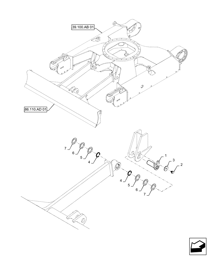 Схема запчастей Case CX55B - (86.110.AD[05]) - DOZER, MOUNTING (86) - DOZER